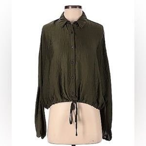 Sadie & Sage 100% Polyester Green Long Sleeve Blouse